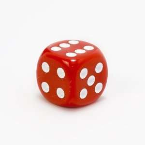  Deluxe 16mm d6 Round Cornered Opaque Dice, Red w/White 