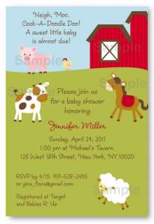 Farm Animal Barnyard Baby Shower Invitation Printable  