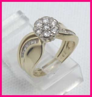 14kyg Round & Baguette Diamond Pressure Set Wedding Ring .91 carats