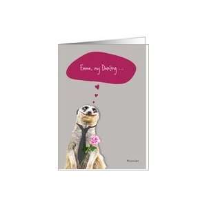Happy Valentines Day, customizable love & romance card, cute meerkat 