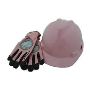  MSA Pink Hard Hat Paired with Womanswork High Performance Work 