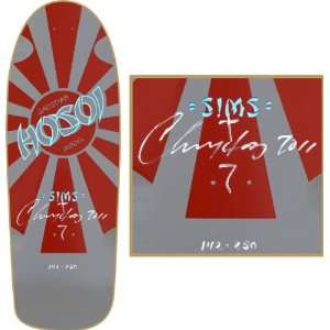  Sims Hosoi Signed Ltd Skateboard Deck   10x30 Silver/Red 