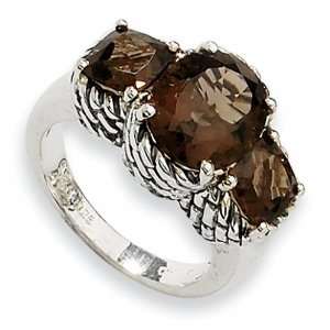 Sterling Silver 4.88ct Smokey Quartz Ring Jewelry