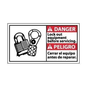 DBA11P   Danger, Lock Out Equipment Before Servicing (Bilingual), 10 