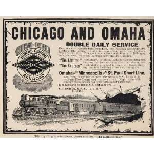  1900 Ad Illinois Central Railroad Chicago Omaha Train 