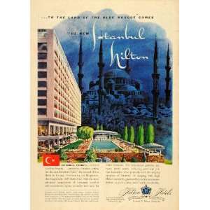   Blue Mosque Istanbul Hilton Hotels   Original Print Ad