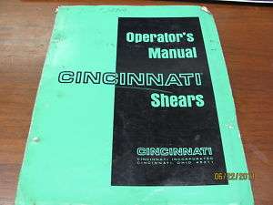 Cincinnati Shear Operation Maintenance Manual  