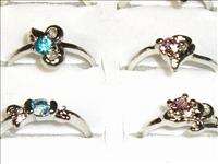   LOTS SILVER CRYSTAL COLOR STONE COSTUME FASHION JEWELRY RINGS  