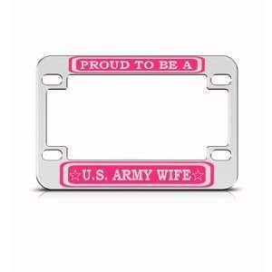 Proud Us Army Wife Pink Military Metal Bike Motorcycle license plate 