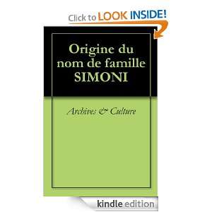 Origine du nom de famille SIMONI (Oeuvres courtes) (French Edition 