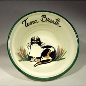    Tuna Breath Cat Bowl or Plate by Moonfire Pottery