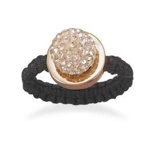  Macrame and Champagne Crystal Ring/ Size 9 Jewelry