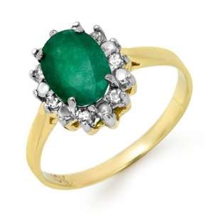  Genuine 1.27 ctw Emerald & Diamond Ring 10K Yellow Gold 