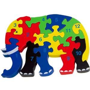   Wooden Elephant Jigsaw Puzzle Kids Numeral Learning Kit Toys & Games