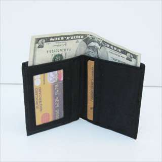 BLACK LEATHER Window ID Credit Cards Compact Wallet  