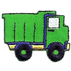 com Dump Truck, Green/ Iron On Embroidered Applique  Vehicle   Trucks 