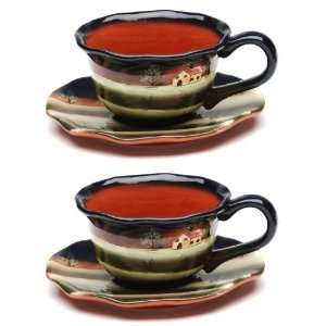 Evening Earthenware Cup and Saucer, Set of 4  Kitchen 