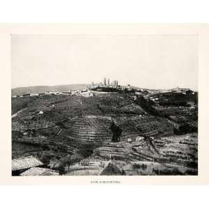 1908 Print Gimignano Tuscany Italy Ancient Medieval Cityscape Historic 