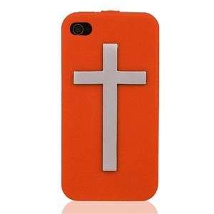  Silicone Case with Cross for iPhone 4/4S Orange 