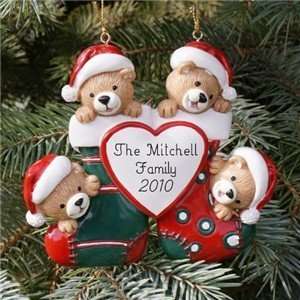  Personalized Teddy Bear Family Christmas Tree Ornament 