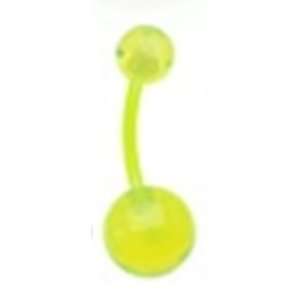  Bioflex Belly Button Navel Ring with Green Transparent 