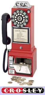 Crosley Retro Style Pay Phone Replica RED CR56 Wall Mounted Telephone 