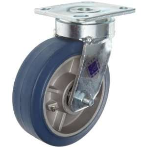 48 Series Plate Caster, Swivel, Rubber on Aluminum Wheel, Ball Bearing 