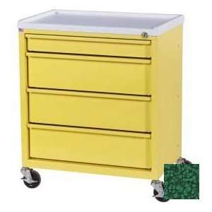   Treatment Cart With Four Drawers, Hammertone Green