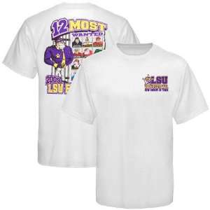 LSU Tigers White Most Wanted 2009 Football Schedule T shirt  