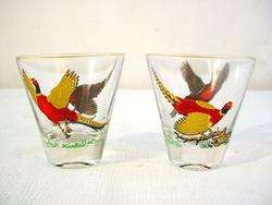 Vintage Pheasant Gold ACL Cocktail Glass Cup NICE  