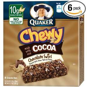 Quaker Chocolatey Swirl Chewy Granola Bars, 8 Bars per Pack (Pack of 6 