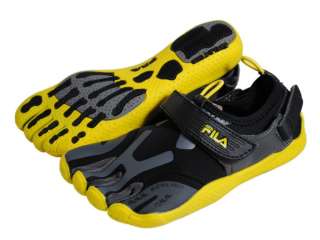 FILA Boy Water Sandals Black Yellow Skele Toes  
