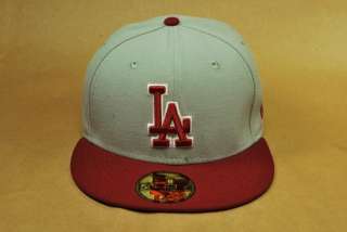   LOS ANGELES DODGERS BIG SIZE MEN GREY BURGUNDY CUSTOM FITTED HAT