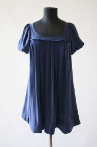 NEW Aritzia Wilfred Navy Silk Baby Doll Dress XXS $155  