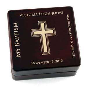  Personalized Contemporary Baptism Wooden Rosary Box
