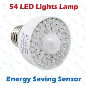  54 LED 3W Energy Saving Sensor White Screw Lamp Motion 