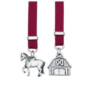  Danforth Horse & Barn Pewter and Ribbon Bookmark