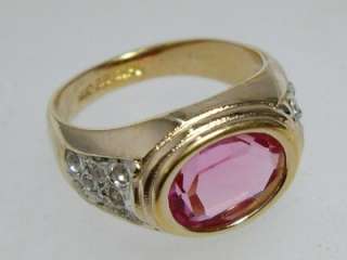   14KT Gold Electro Plated ESPO Simulated Pink Tourmaline CZ Ring size 5