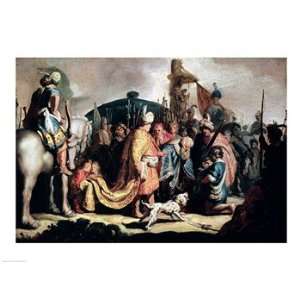 David Offering the Head of Goliath to King Saul   Poster by Rembrandt 