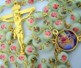 Saint Michael Rose Case Rosary Beads Cross Crucifix  