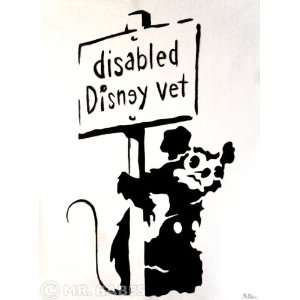 Mickey Rat (Banksy Satire) Original Acrylic On Canvas Painting Pop 