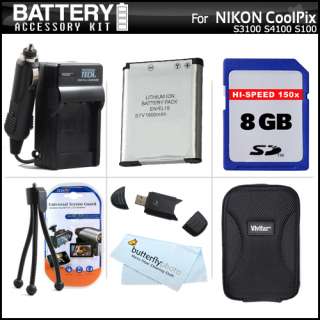 8GB Accessory Kit For Nikon Coolpix S3100 S4100 Camera  
