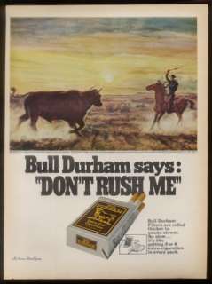 1968 Peter Hurd cowboy art Bull Durham cigarette ad  