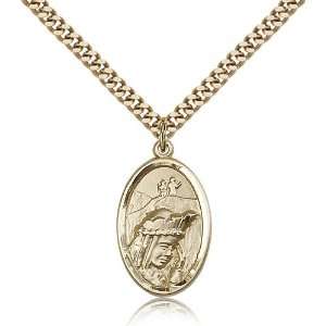 Gold Filled O/L Our Lady of La Salette Medal Pendant 7/8 x 1/2 Inches 