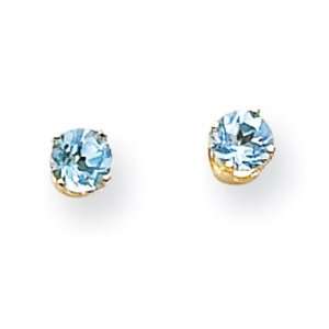  14k Gold 4mm December/Blue Topaz Post Earrings Jewelry