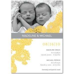   Birth Announcements   Blossoming Babies Mustard By Le Papier Boutique