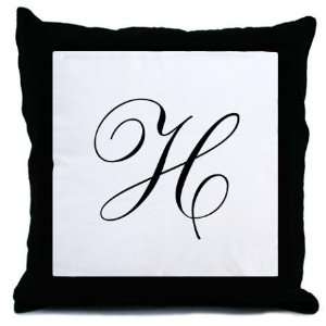 H Initial Black and White Decorative Throw Pillow, 18 