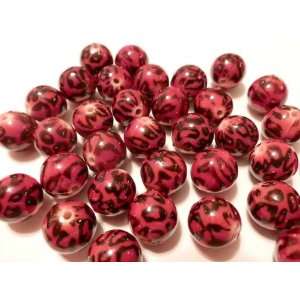  10 Acrylic Round Leopard Red Beads Round 11mm Arts 