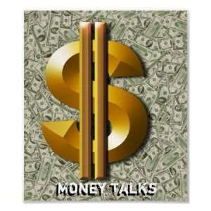  Gold Dollar Sign on Money Spread Posters