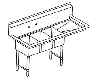 Three (3) Comp Convenience/Deli Sink Compact DBR NSF  